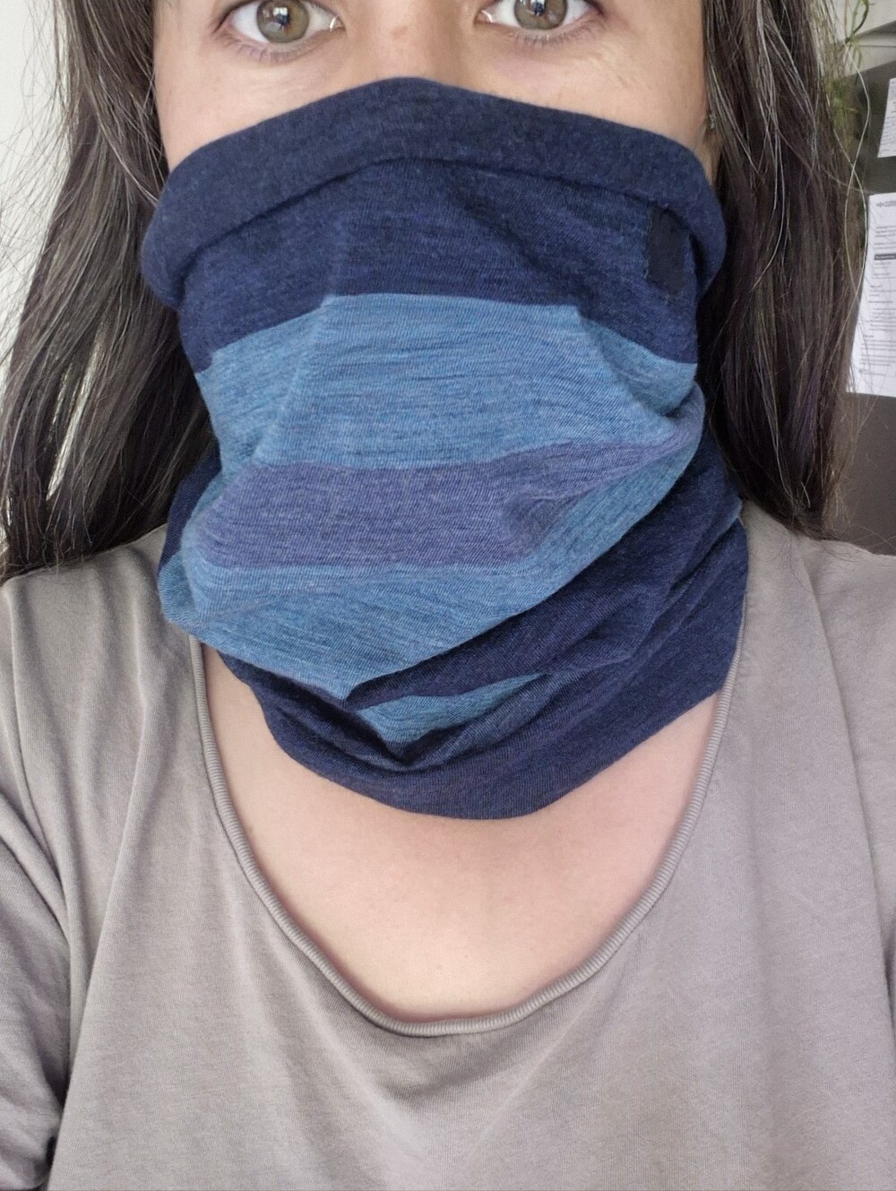 Merino Wool Blue Striped Neck Gaiter / Face Cover - Picture 6 of 10